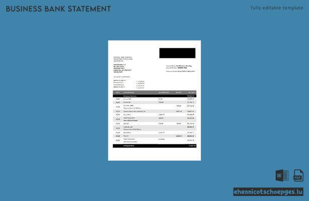 Beispiel eines Kontoauszugs der Bank Al Etihad (Word- und PDF-Datei)